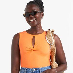 Sportsgirl AU Orange Twist Tank Top Keyhole Front - Size L